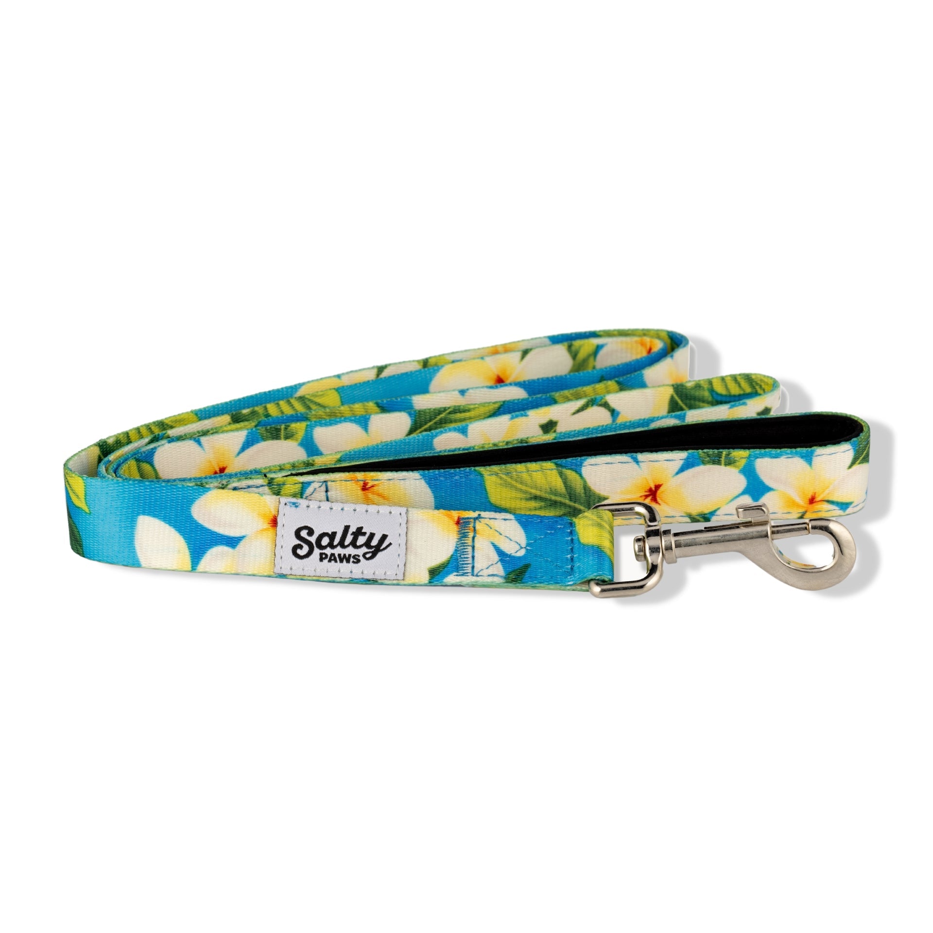Salty Paws Blue Plumeria Tropical Hawaiian Dog Leash — 6ft